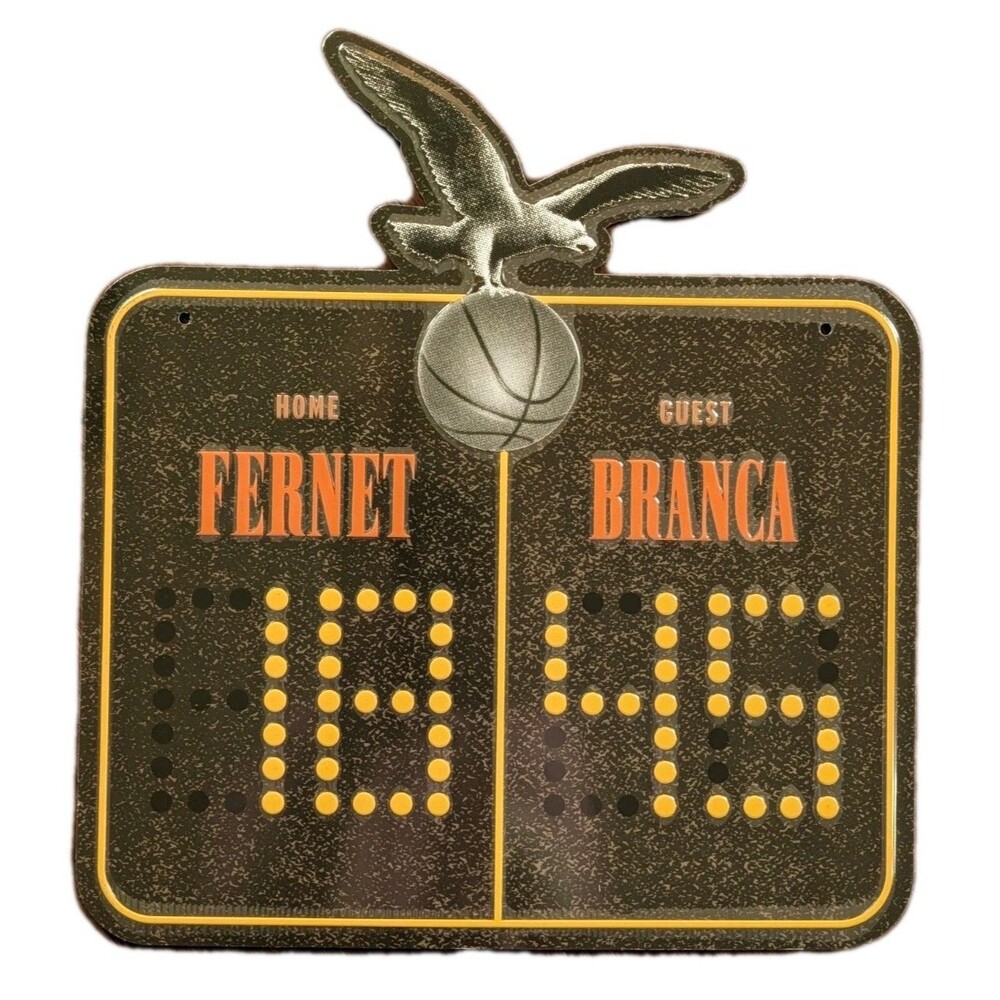 Fernet Branca Metal Tin Sign Rare Liquor Embossed Basketball Scoreboard New